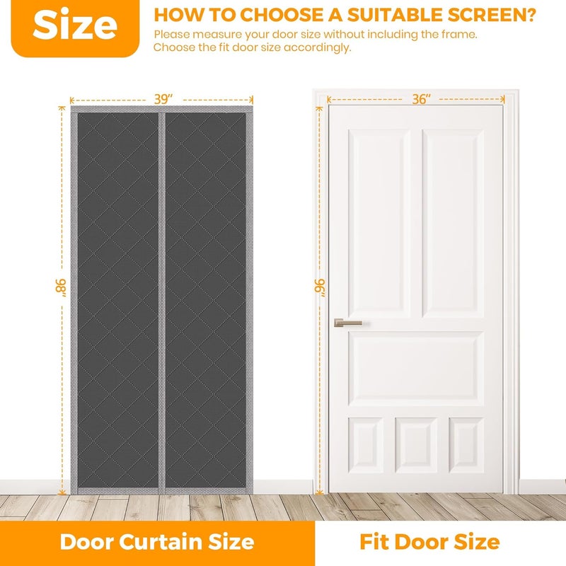 NABOWAN Magnetic Thermal Insulated Door Curtain for Winter - Fits Door Size 36" x 96", Keeps The Heat Inside The Area, Thicken Oxford Fabric & Multi-Layer Cotton, Screen Door Insulation Blanket Cover - Image 2
